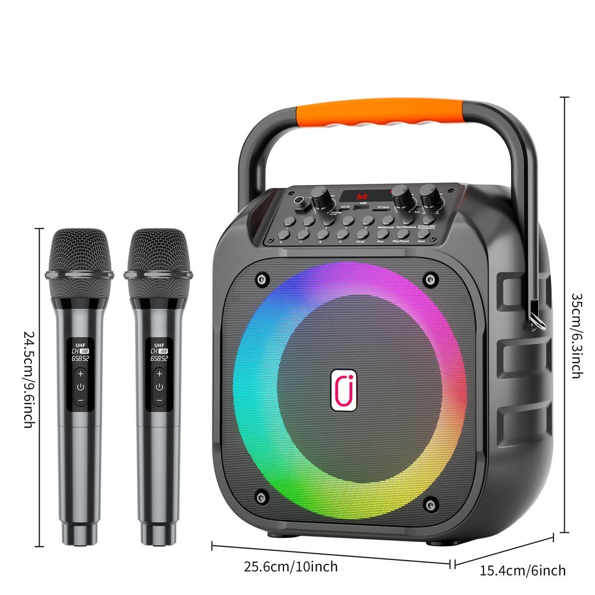 JYX φορητό ηχείο T26-T με 2x μικρόφωνα, 20W, 4000mah, LED, μαύρο 9589 - Image 12