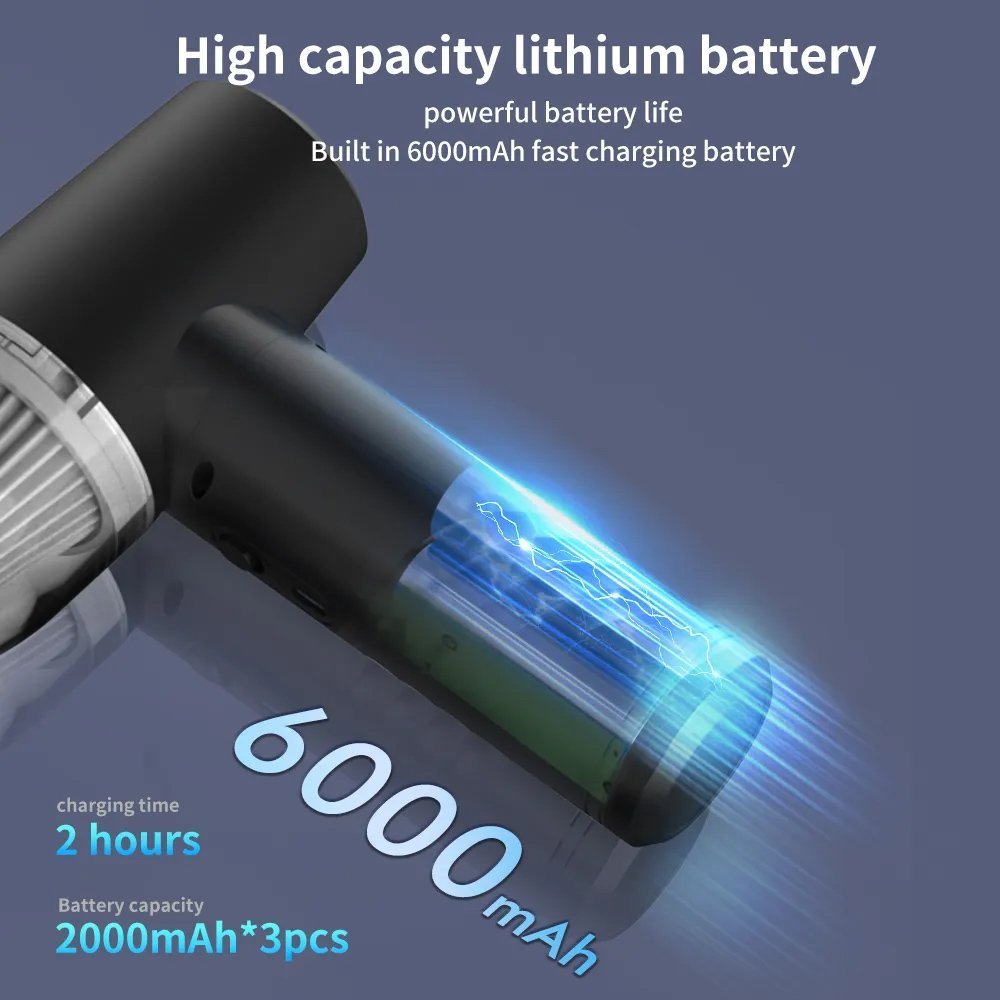 KINZIR 2 σε 1 σκουπάκι χειρός & air duster VC43, 70W, 6000mAh, μαύρο 7355 - Image 5