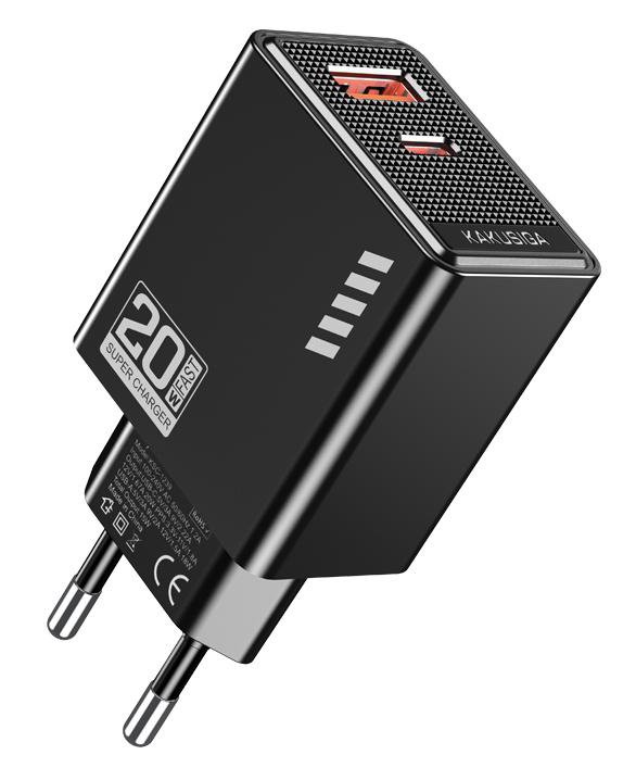 KAKUSIGA φορτιστής τοίχου , USB & USB-C, 20W, μαύρος 9561