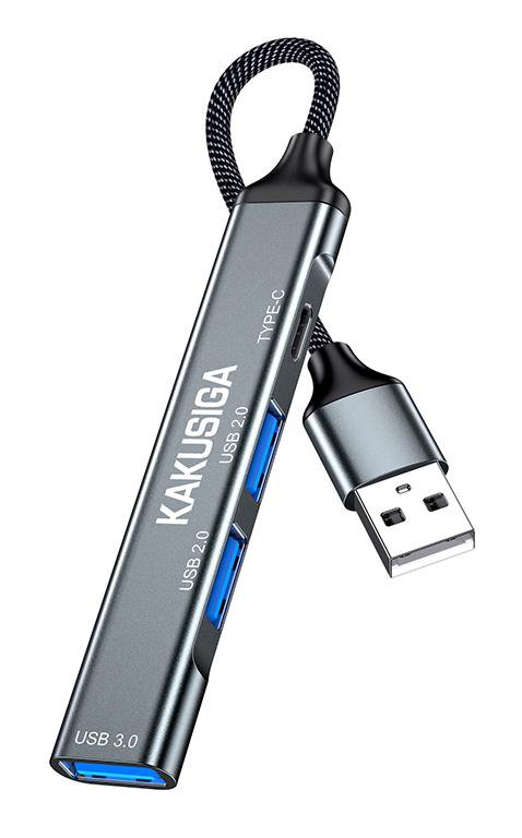 KAKUSIGA USB hub , 4x θυρών, USB 3.0, 5Gbps, USB σύνδεση, γκρι 8295