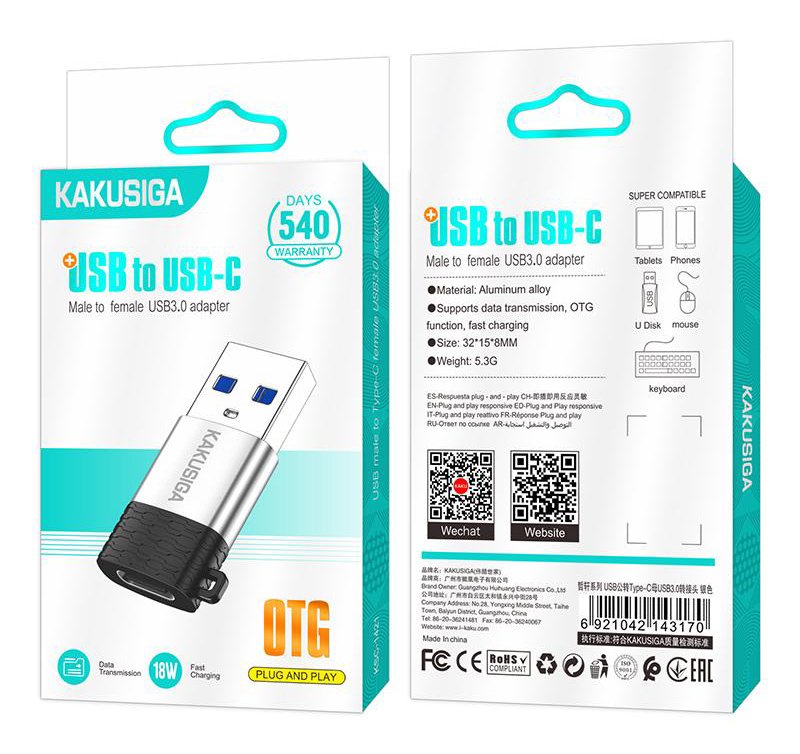 antaptoras USB-C se USB, 5Gbps, 18W, gkri 8303 18 watt