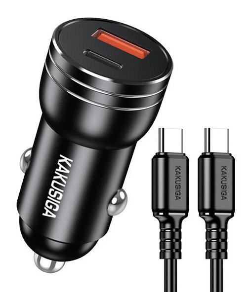 KAKUSIGA φορτιστής αυτοκινήτου  με καλώδιο USB-C, USB/USB-C, 60W, μαύρος
