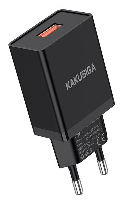 KAKUSIGA φορτιστής τοίχου , USB, 2.4A, μαύρος 9558