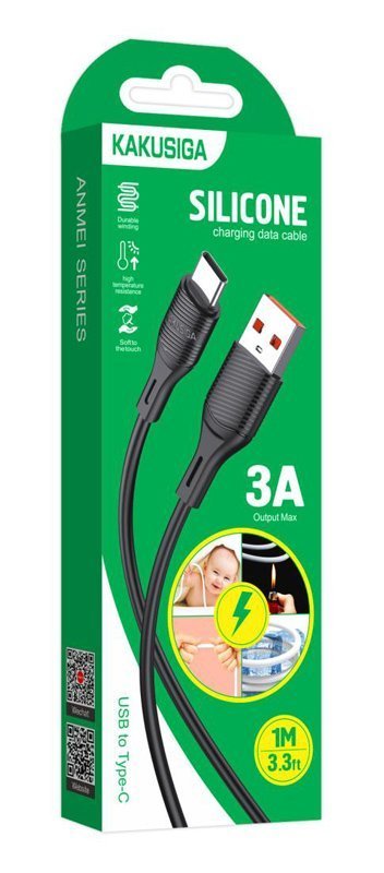 kalodio USB-C se USB, silikonis, 3A, 480Mbps, 1m, mayro 8277 3A