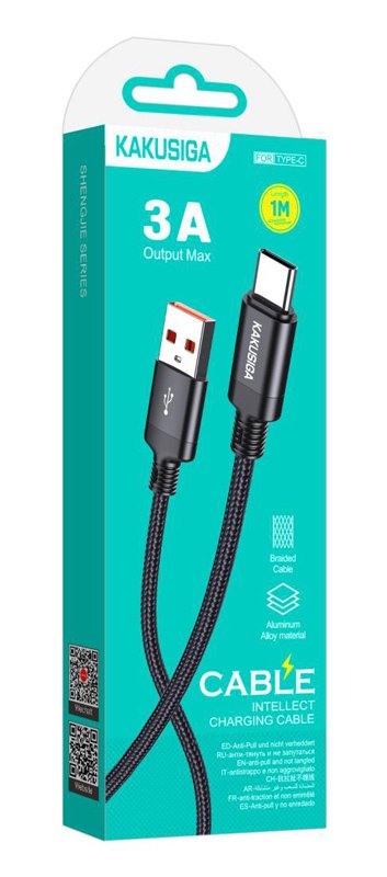 KAKUSIGA καλώδιο USB-C σε USB , 3A, 480Mbps, 1m, μαύρο 8267 - Image 4