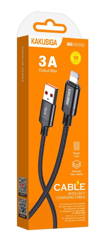 KAKUSIGA καλώδιο Lightning σε USB , 3A, 480Mbps, 1m, μαύρο 8266 - Image 4