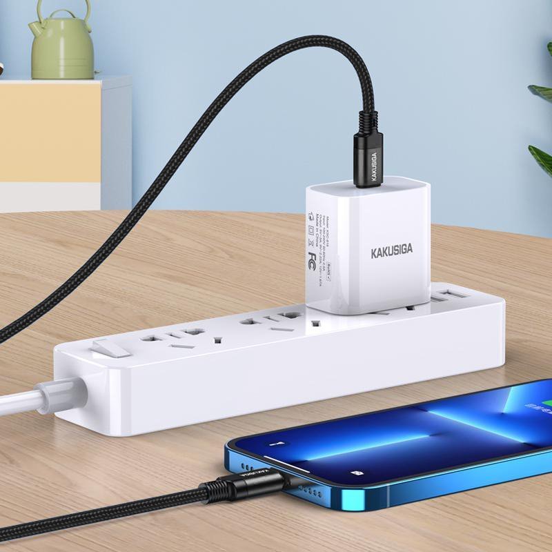 KAKUSIGA καλώδιο Lightning σε USB-C , 27W, 480Mbps, 1m, μαύρο 8268 - Image 2