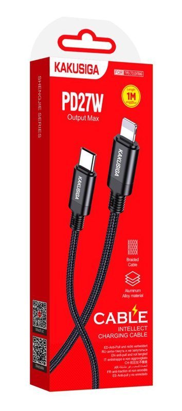 KAKUSIGA καλώδιο Lightning σε USB-C , 27W, 480Mbps, 1m, μαύρο 8268 - Image 4