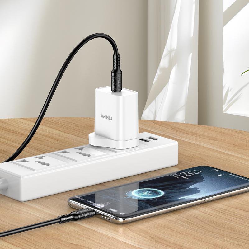 KAKUSIGA καλώδιο USB-C σε USB-C , σιλικόνης, 60W, 480Mbps, 1m, μαύρο 8262 - Image 2