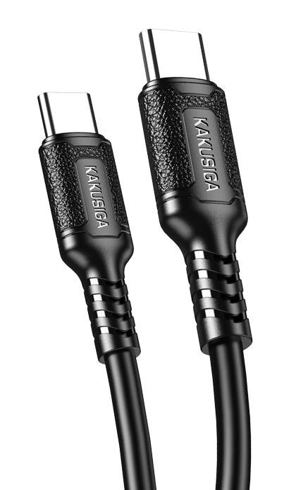 KAKUSIGA καλώδιο USB-C σε USB-C , σιλικόνης, 60W, 480Mbps, 1m, μαύρο 8262