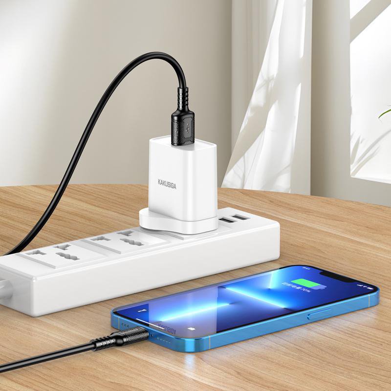 KAKUSIGA καλώδιο Lightning σε USB , σιλικόνης, 3Α, 480Mbps, 1m, λευκό 9147 - Image 2