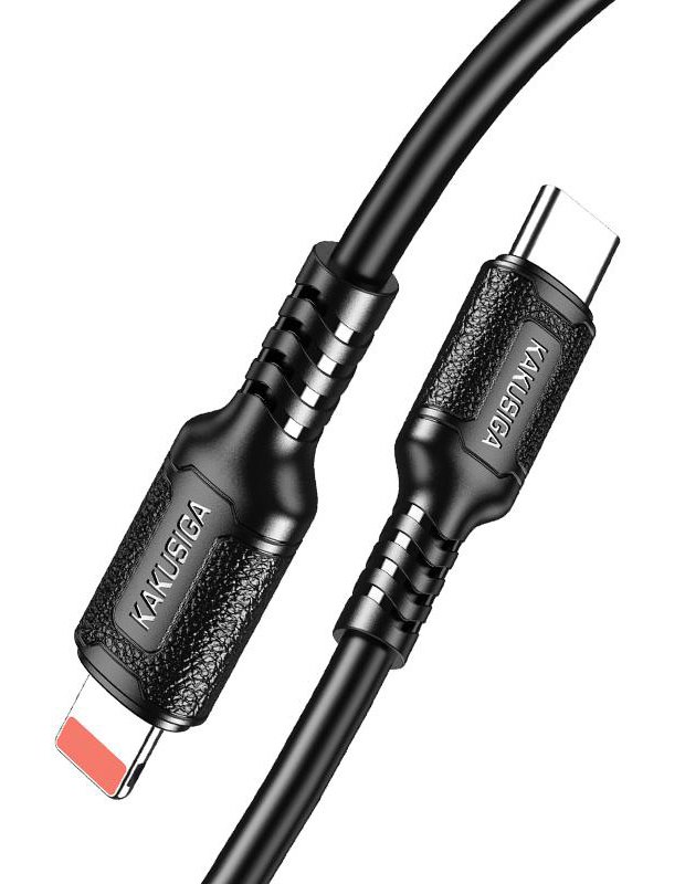 KAKUSIGA καλώδιο Lightning σε USB-C , σιλικόνης, 27W, 480Mbps, 1m, μαύρο 8264 - Image 3