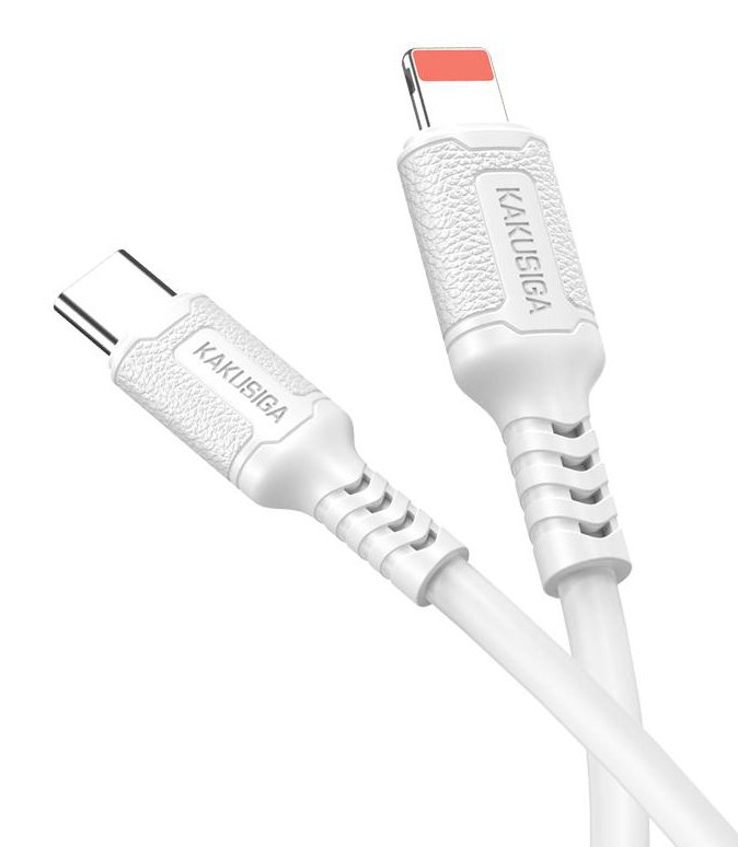 KAKUSIGA καλώδιο Lightning σε USB-C , σιλικόνης, 27W, 480Mbps, 1m, λευκό 8265 - Image 3