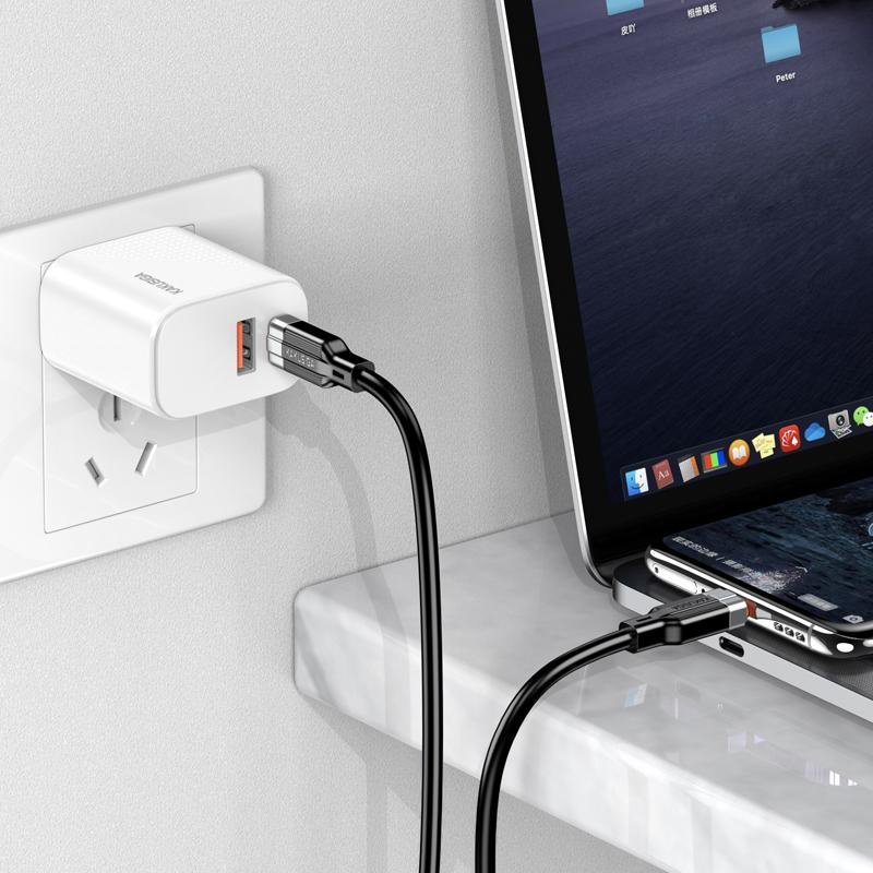 KAKUSIGA καλώδιο USB-C σε USB-C , σιλικόνης, 100W, 480Mbps, 1m, λευκό 9157 - Image 3