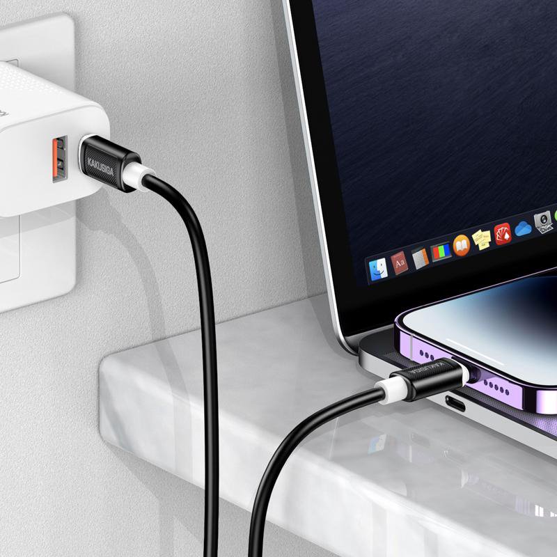 KAKUSIGA καλώδιο Lightning σε USB-C , σιλικόνης, 30W, 480Mbps, 1m, μαύρο 9152 - Image 3