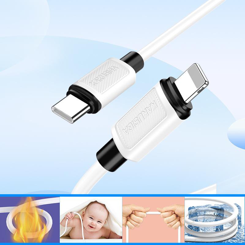 KAKUSIGA καλώδιο Lightning σε USB-C , σιλικόνης, 30W, 480Mbps, 1m, μαύρο 9152 - Image 2