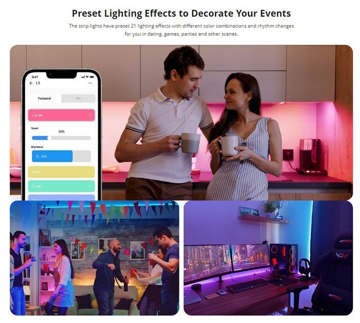 smart LED kalodiotainia, RGB, Wi-Fi & Bluetooth, 5m 4032 Kalodiotainia