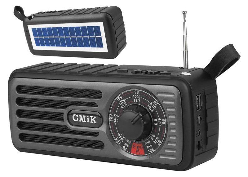 CMIK φορητό ραδιόφωνο & ηχείο MK-101, ηλιακό, BT/USB/TF/AUX, μαύρο 4054