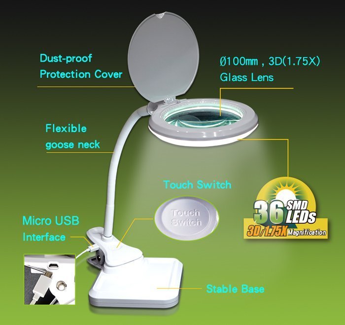 megethyntikos fakos, klip & vasi, LED, 3D 1.75x, leykos 6477 Megethyntikos fakos 3