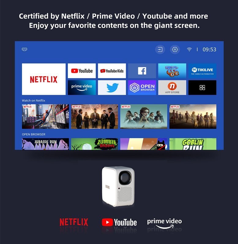 smart vinteoprovoleas KP2, 1080p FHD, 600 ANSI, Wi-Fi, leykos 6143 0 7