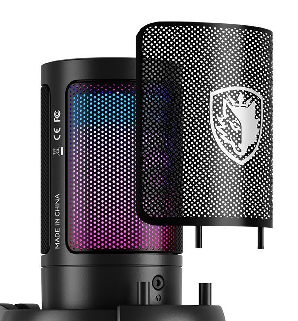 gaming mikrofono TYTO me vasi grafeioy & epitrapezia, pop filtro, kardioeides, USB, mayro 9211 USB 3