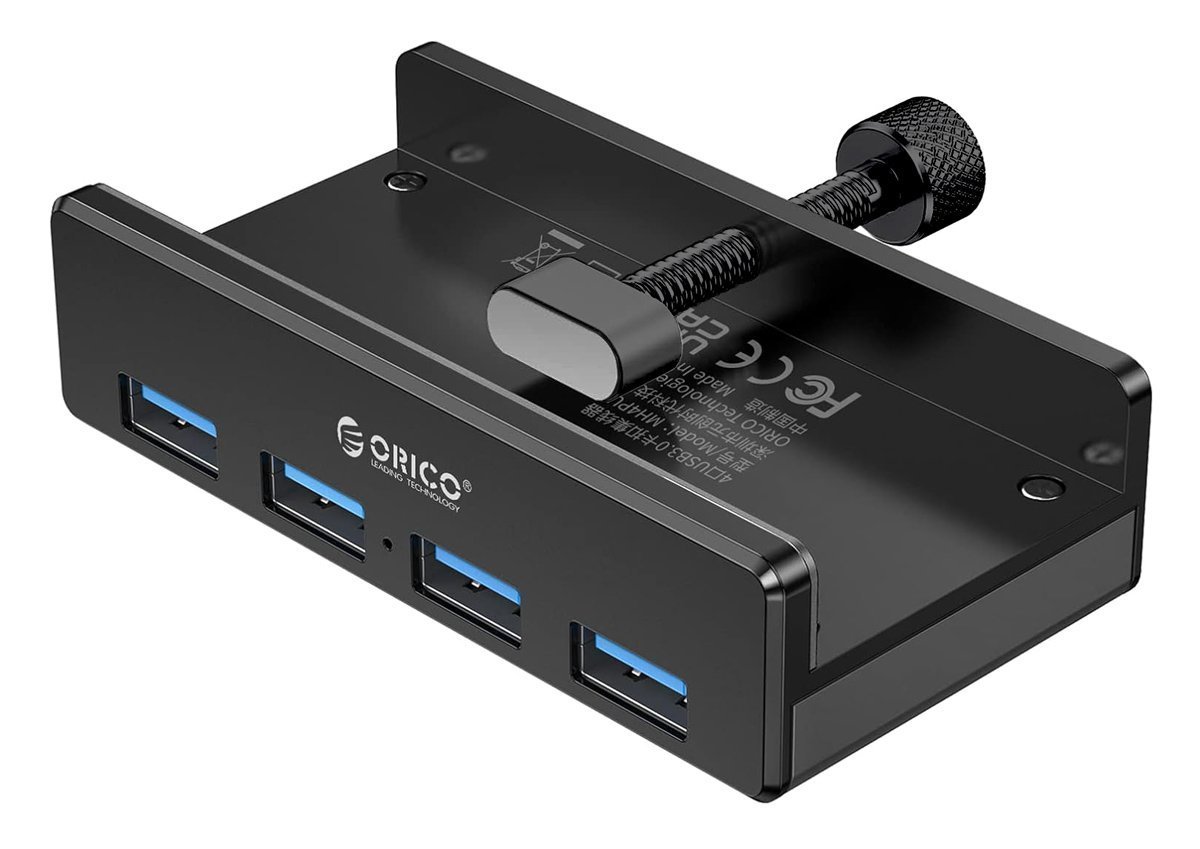 ORICO USB hub  με σφιγκτήρα, 4x θυρών, 5Gbps, USB σύνδεση, μαύρο 8447