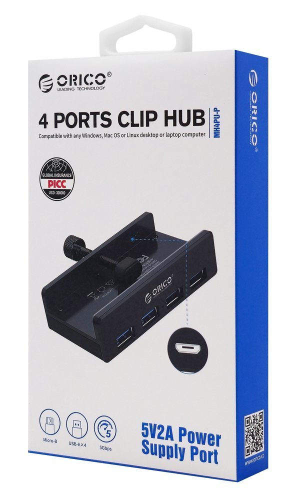 ORICO USB hub με σφιγκτήρα, 4x θυρών, 5Gbps, USB σύνδεση, ασημί 8446 - Image 6