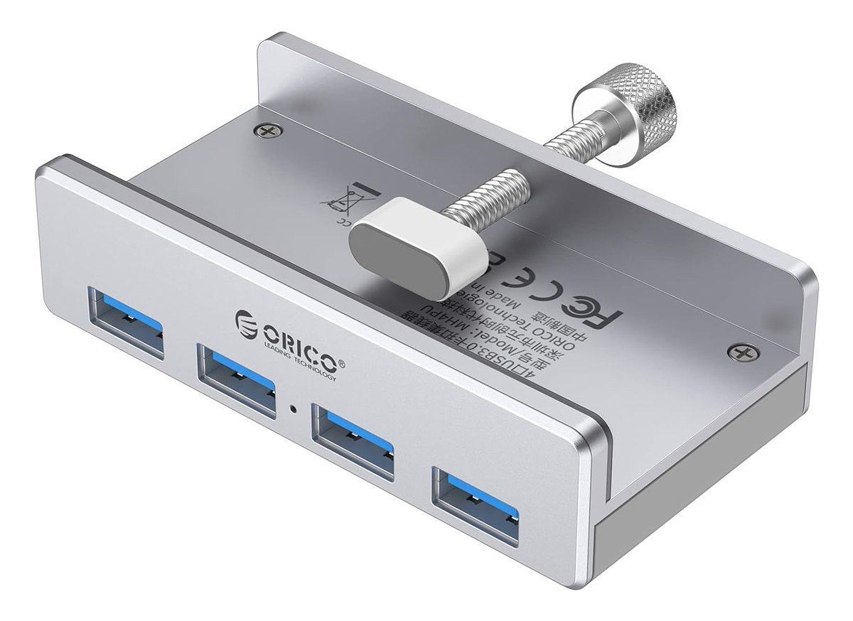 ORICO USB hub  με σφιγκτήρα, 4x θυρών, 5Gbps, USB σύνδεση, ασημί 8446
