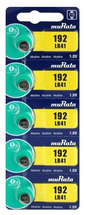 MURATA Αλκαλικές μπαταρίες LR41 , 1.5V, 5τμχ 1456