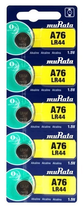 MURATA Αλκαλικές μπαταρίες LR44 , 1.5V, 5τμχ 1455