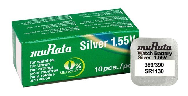 MURATA μπαταρία Silver Oxide για ρολόγια SR1130, 1.55V, No389/390, 10τμχ 2021
