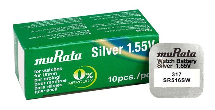 MURATA μπαταρία Silver Oxide για ρολόγια SR516SW, 1.55V, No317, 10τμχ 2020