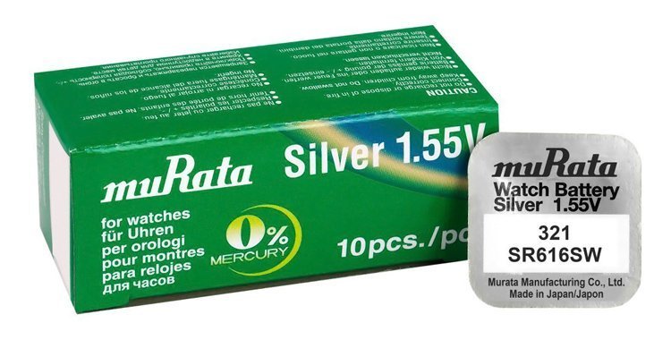 MURATA μπαταρία Silver Oxide για ρολόγια SR616SW, 1.55V, No 321, 10τμχ 1811