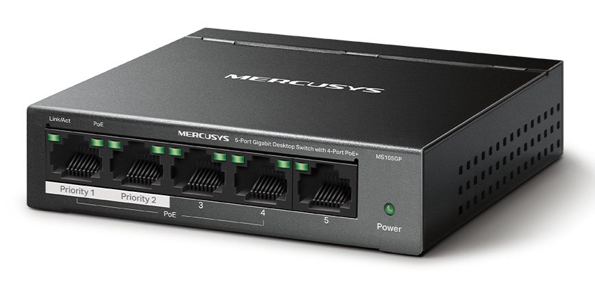 MERCUSYS Desktop Switch , 5x 10/100/1000 Mbps, PoE+, Ver. 1.0 5536