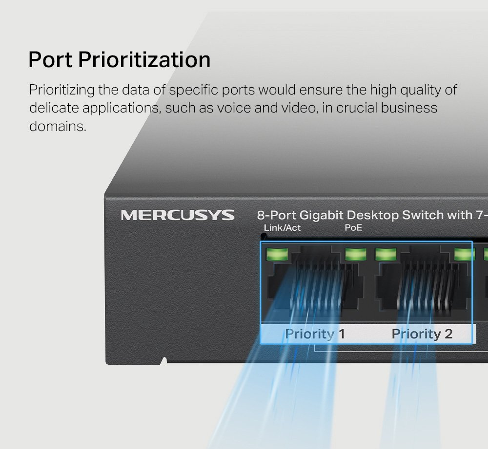 MERCUSYS Desktop Switch , 8x 10/100/1000 Mbps, PoE+, Ver. 1.0 5537 - Image 6