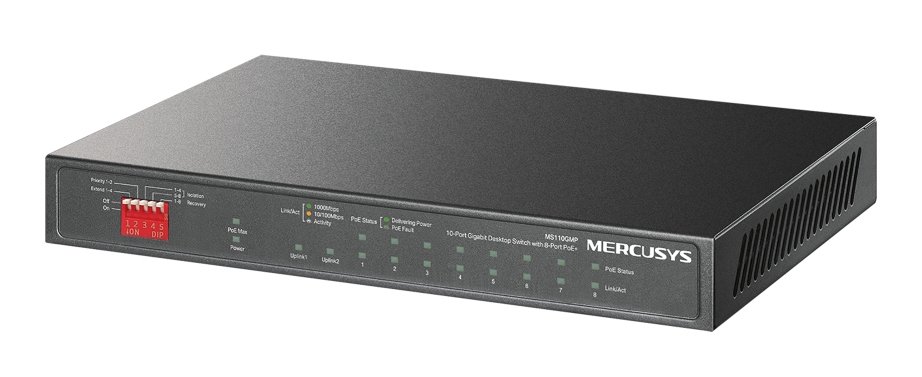 MERCUSYS Desktop Switch , 8x 10/100/1000Mbps PoE+, 2x Gigabit, Ver. 1.0 9370