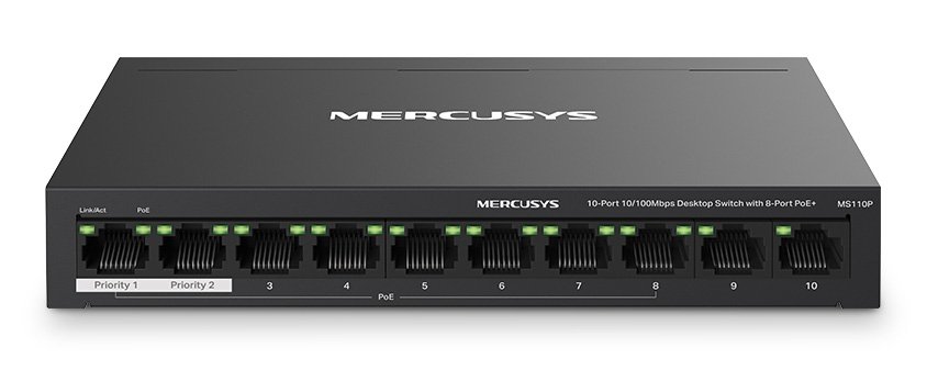 MERCUSYS desktop switch , 10x 10/100Mbps θύρες, PoE+, V1.0