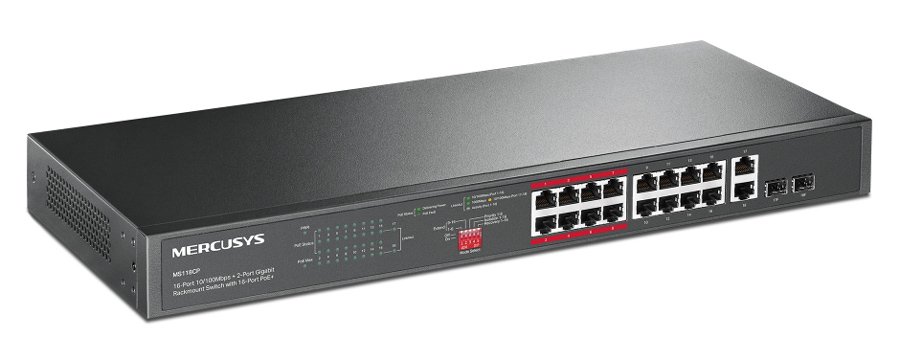 MERCUSYS rackmount switch , 16x 10/100Mbps PoE+ & 2x Gigabit θύρες, UN/1.0 9636 - Image 3