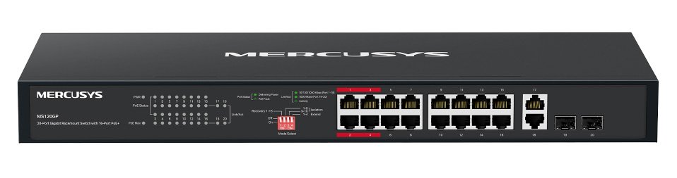 MERCUSYS rackmount switch , 20x Gigabit θύρες, PoE+, V1.0