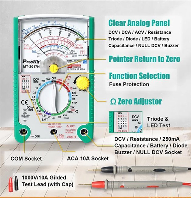 analogiko polymetro, DCV, ACV 6454 Polymetro 3