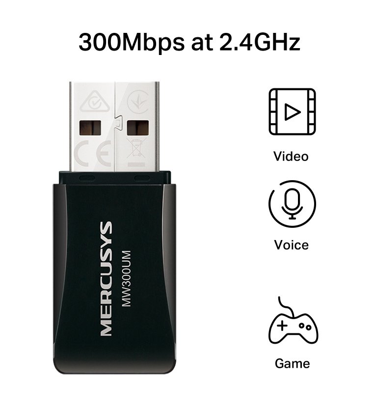 asyrmatos USB antaptoras diktyoy, 300Mbps, Ver 4.0 8534 USB Type-A