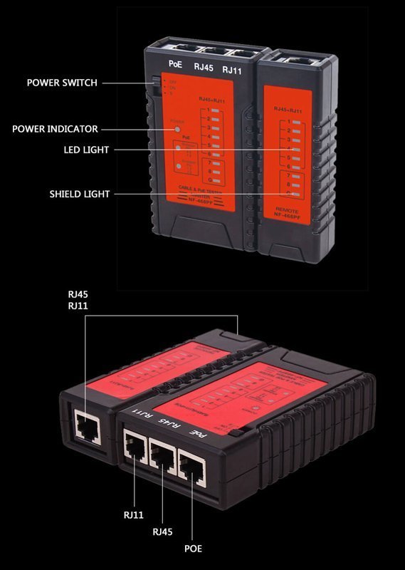 NOYAFA tester καλωδίων δικτύου για PoE RJ45 & RJ11 5061 - Image 3