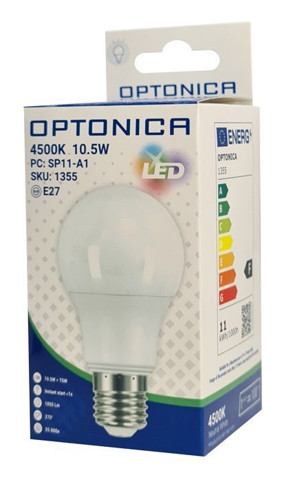 OPTONICA LED λάμπα A60 1355, 10.5W, 4500K, E27, 1055lm 4900 - Image 3