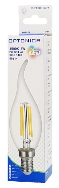 OPTONICA LED λάμπα Candle C35T Filament 1481, 4W, 4500K, E14, 400lm 2854 - Image 2