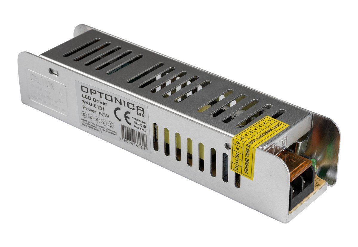 OPTONICA τροφοδοτικό LED καλωδιοταινίας 6131, 60W, 12V/5A 7666
