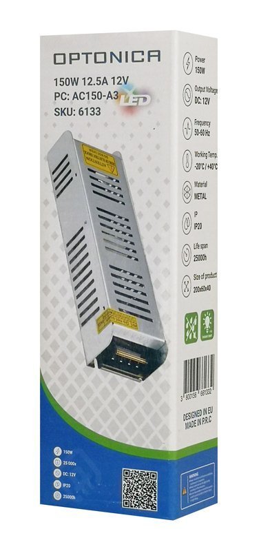 OPTONICA τροφοδοτικό LED καλωδιοταινίας 6133, 150W, 12V/12.5A 7668 - Image 3