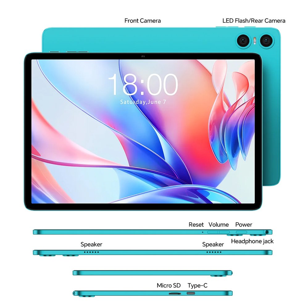 tablet me pliktrologio/pontiki/stylo afis/thiki/vasi, 10.1", 3/64GB, Android 15, 6000mAh, mple 9655 10.1"
