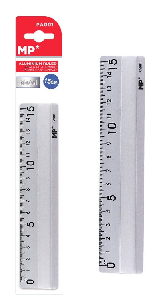 MP μεταλλικός χάρακας , 15cm, ασημί