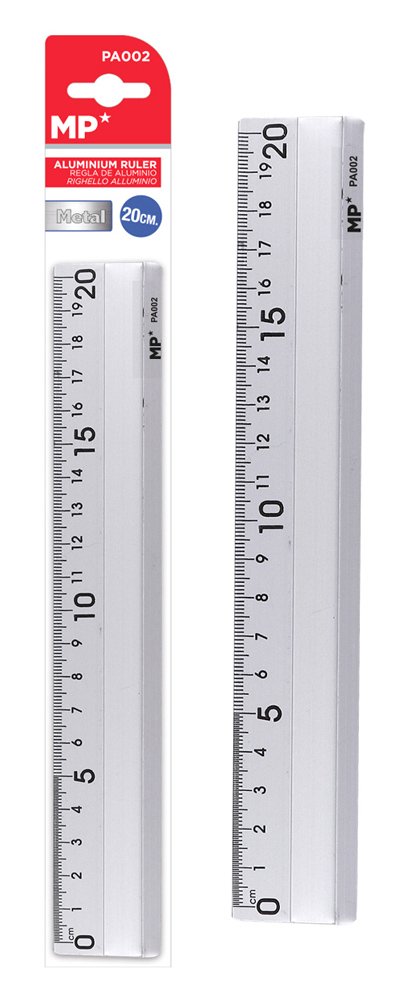 MP μεταλλικός χάρακας , 20cm, ασημί