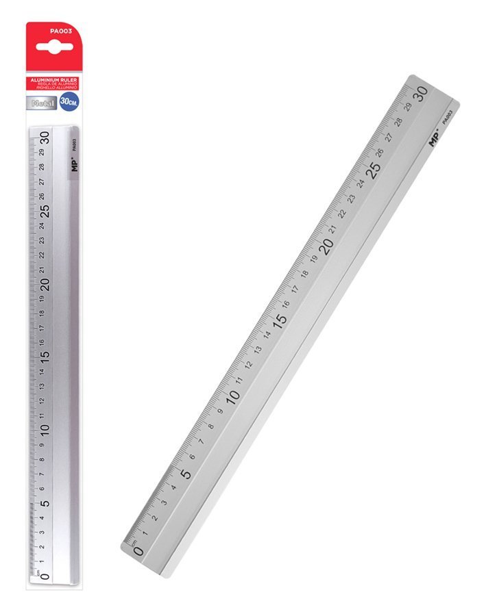 MP μεταλλικός χάρακας , 30cm, ασημί 3782